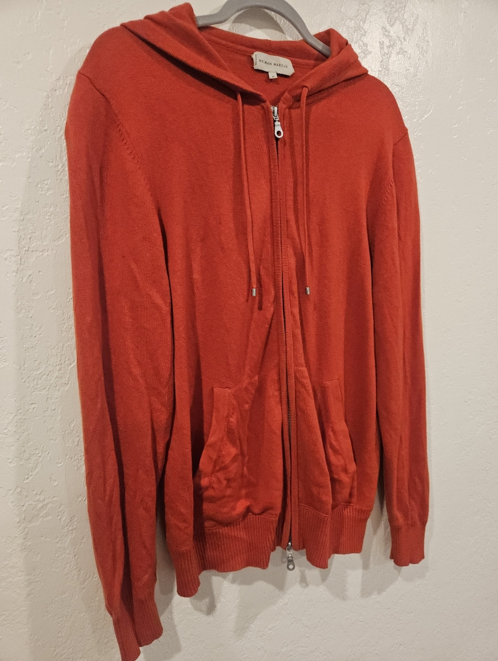 Neiman Marcus Mens Hoodie Full Zip Cardigan 50% Cashmere 50% Cotton Size Med.